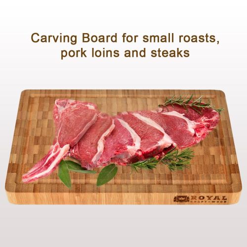  Thick End Grain Cutting Board - Butcher Block for Kitchen with Juice Groove and Handles by Royal Craft Wood