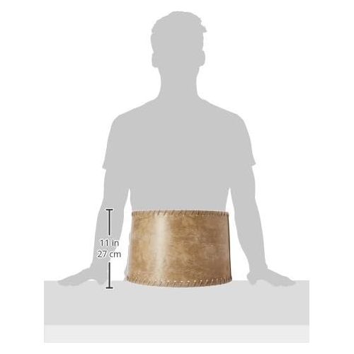  Royal Designs, Inc Royal Designs Shallow Drum Lamp Shade, Brown Faux Leather with Lace, 13 x 14 x 9