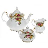 Royal Doulton Royal Albert Old Country Roses OLD COUNTRY ROSES 3-PIECE TEA SET (TEAPOT, SUGAR & CREAMER) One Size gold