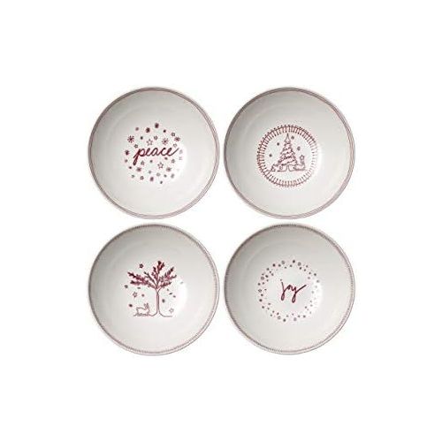  Royal Doulton Ellen DeGeneres Holiday 1051114 20cm Cereal Bowl Set of 4, Porcelain, White