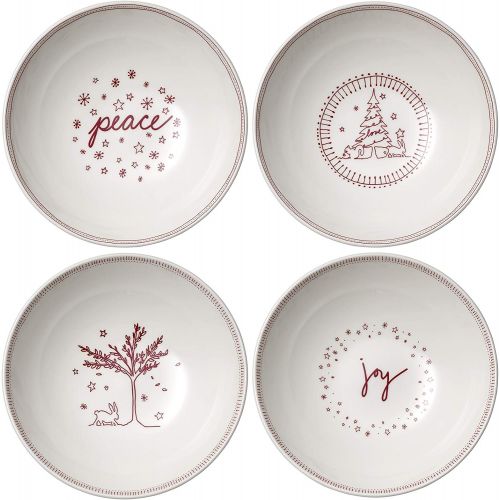  Royal Doulton Ellen DeGeneres Holiday 1051114 20cm Cereal Bowl Set of 4, Porcelain, White
