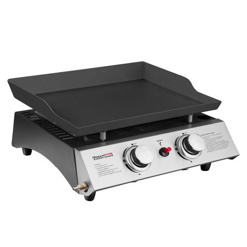  Royal Gourmet Portable Gas Griddle, Table Top Grill, 2 Burner, Propane, Outdoor Cooking for Camping, Picnic, or Tailgating （ Griddle + Carry Bag）