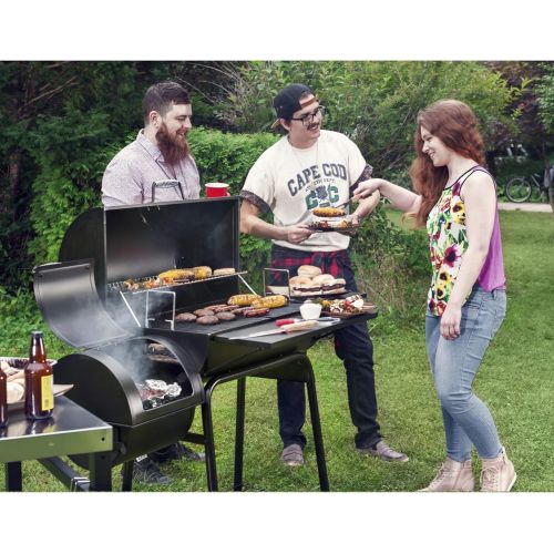  Royal Gourmet CC1830SC Charcoal Grill Offset Smoker with Cover, 811 Square Inches, Black, Outdoor Camping