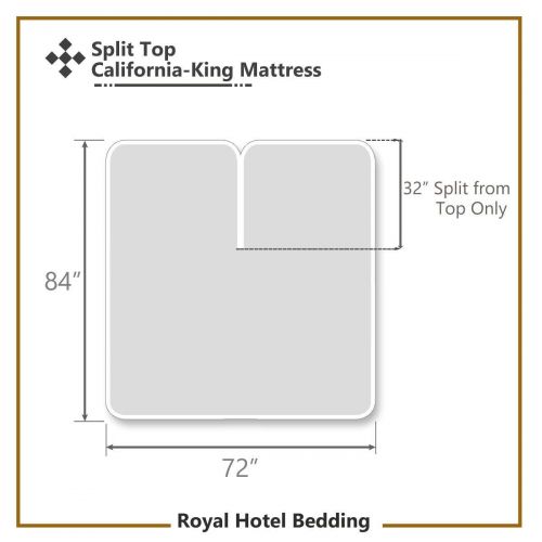  Royal Hotel Royal Plush Mattress Topper, Top-Split California King, 2 Inches Hypoallergenic Overfilled Down Alternative Anchor Bands Mattress Topper