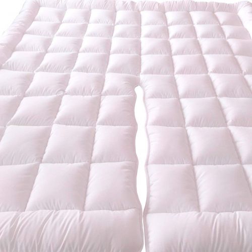  Royal Hotel Royal Plush Mattress Topper, Top-Split California King, 2 Inches Hypoallergenic Overfilled Down Alternative Anchor Bands Mattress Topper