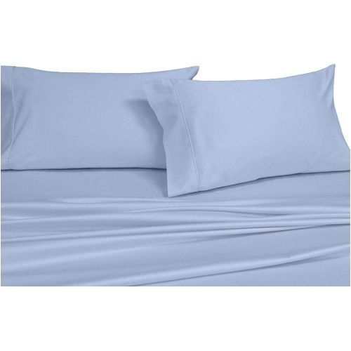  Royal Hotel Split-King: Adjustable King Bed Sheets 5PC Solid Blue 100% Cotton 600-Thread-Count, Deep Pocket