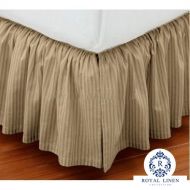 Royal Linen Collection Hotel Quality 800TC Pure Cotton Dust Ruffle Bed Skirt 12 Drop length 100% Natural Cotton King Size Taupe Stripe