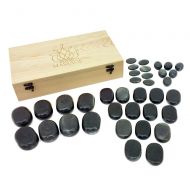 Royal Massage 36 Piece Massage Basalt Stone Set with Wooden Case