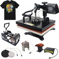 [아마존 핫딜] [아마존핫딜]Royal Press RoyalPress 12 x 15 Heat Press 5 in 1 Color LED Sublimation Heat Transfer 360-degree Rotation Professional Multifunction Combo Heat Press Machine Hat/Mug/Plate/Cap/T-Shirt Black (12