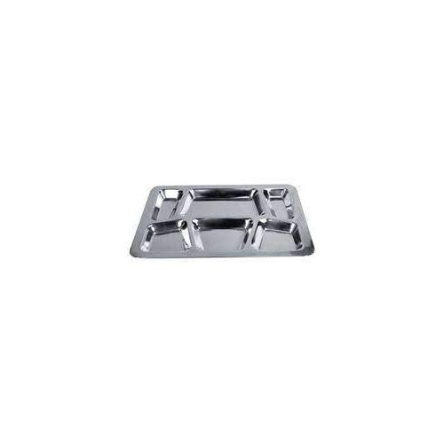  Royal Sapphire 6 Compartment Stainless Steel Divided Plates | Cafeteria Mess Tray | Rectangular Divided Dinner Plate with a Free Spoon