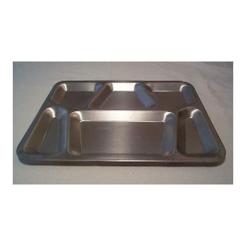  Royal Sapphire 6 Compartment Stainless Steel Divided Plates | Cafeteria Mess Tray | Rectangular Divided Dinner Plate with a Free Spoon