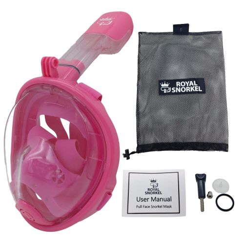  Royal Snorkel Child Full Face Snorkel Mask and Fin Dive Package - Child Snorkel Set Combo in Blue and Pink Colors