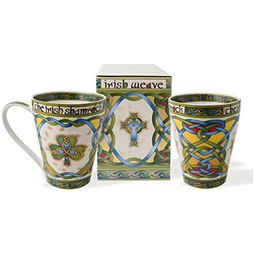  [아마존베스트]Royal Tara Irish Shamrock Mug - Irish Weave (Set of 2)