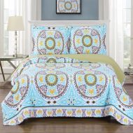 Royal Tradition Nyah Oversize Coverlet Wrinkle-Free & Easy Care Reversible Floral Printed Quilt Set