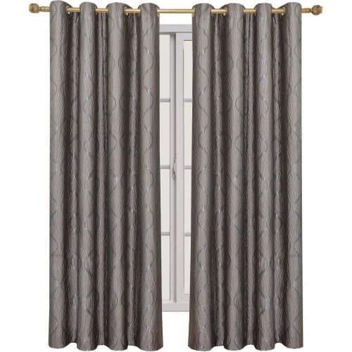  Set of 2 Panels 104Wx96L -Royal Tradition - LAGUNA- CHOCOLATE - Jacquard Grommet Window Curtain Panels , 52-Inch by 96-Inch each Panel. Package contains set of 2 panels 96 Long.