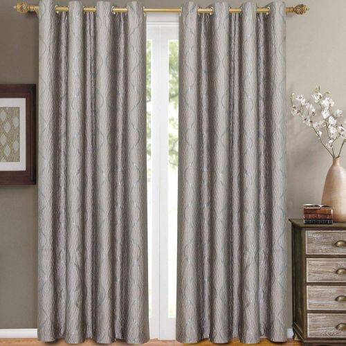  Set of 2 Panels 104Wx96L -Royal Tradition - LAGUNA- CHOCOLATE - Jacquard Grommet Window Curtain Panels , 52-Inch by 96-Inch each Panel. Package contains set of 2 panels 96 Long.