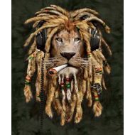 Royal plush Far Out Collection Extra Heavy Queen Size Mink Blanket - Rasta Lion (79 x 85)