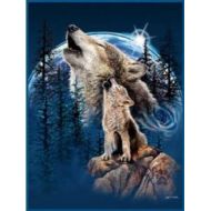 Royal plush Royal Plush Extra Heavy Queen Size Mink Blanket - Howling Wolves (79 x 85)