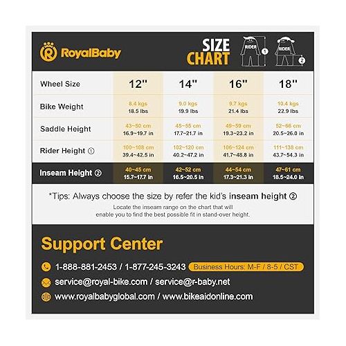  Royalbaby EZ Kids' Innovation 2-in-1 Balance & Pedal Learning Bicycle, 12/14/16/18 Inch for Boys & Girls Ages 3-9 Years, Multiple Colors