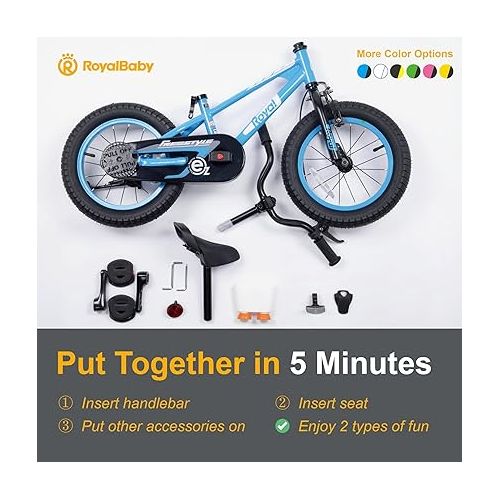  Royalbaby EZ Kids' Innovation 2-in-1 Balance & Pedal Learning Bicycle, 12/14/16/18 Inch for Boys & Girls Ages 3-9 Years, Multiple Colors