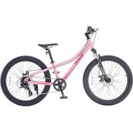 Royalbaby 7-17 Kids Junior Mountain Bike 24 Inch Aluminium MTB Teens Sport Bicycle 7-Speed Hardtail Dual Disc Brakes Front Suspension Boys Girls Ages 7 to 17 Years