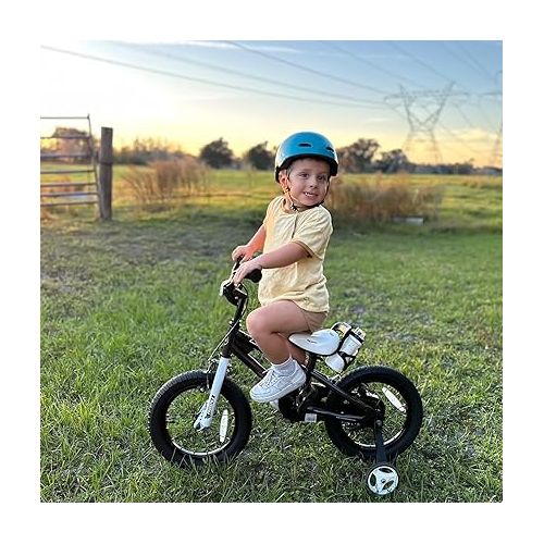  RoyalBaby Freestyle Kids Bike 14 Inch Childrens Bicycle with Training Wheels Toddlers Boys Girls Beginners Ages 3-5 Years (Black)