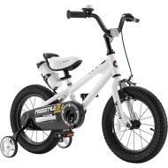 Freestyle Kids Bike 14 Inch Childrens Bicycle with Training Wheels Toddlers Boys Girls Beginners Ages 3-5 Years, White