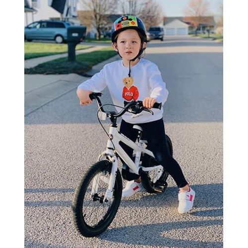  Freestyle Kids Bike 14 Inch Childrens Bicycle with Training Wheels Toddlers Boys Girls Beginners Ages 3-5 Years, White