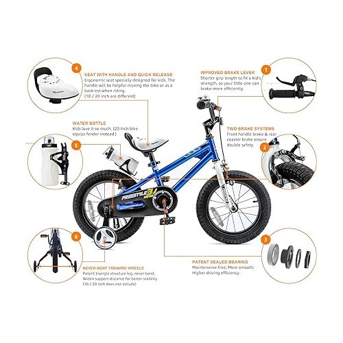  Freestyle Kids Bike 14 Inch Childrens Bicycle with Training Wheels Toddlers Boys Girls Beginners Ages 3-5 Years, White