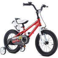 RoyalBaby Freestyle Kids Bike 14 Inch Childrens Bicycle with Training Wheels Toddlers Boys Girls Beginners Ages 3-5 Years, Red