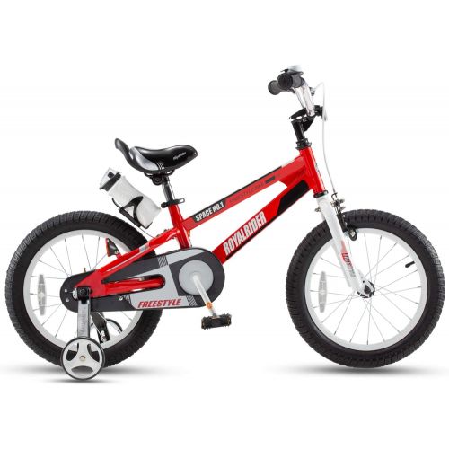  Royalbaby Boys Girls Kids Bike Space No.1 Steel Cycle 3-9 Years 14 16 18 Inch Bike Training Wheels Kickstand Black Red Childs Bicycle