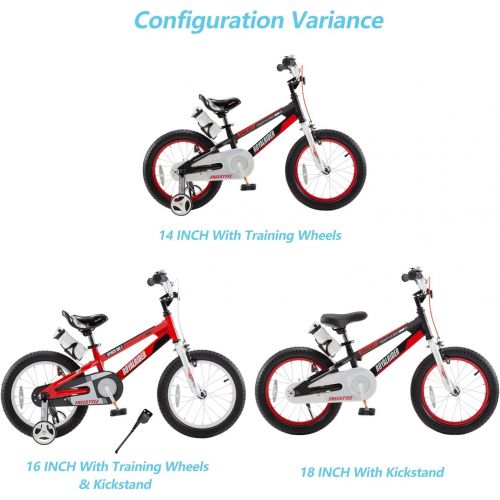  Royalbaby Boys Girls Kids Bike Space No.1 Steel Cycle 3-9 Years 14 16 18 Inch Bike Training Wheels Kickstand Black Red Childs Bicycle