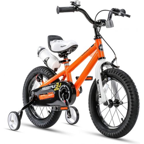  RoyalBaby Freestyle 12 inch Kids Bike Boys and Girls Bicycle Orange Come With Traning Wheels and Water Bottle