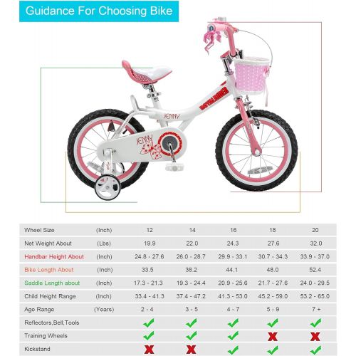  Royalbaby Jenny Girls Bike, 20 inch Wheels, WhitePink