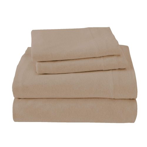  Royale Linens Soft Tees Jersey Knit Sheet Set, Full, Taupe