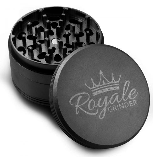  Royale grinder Royale Grinder 4-teilig, 6,3cm Herb Grinder mit Pollen Catcher und Pollen Press silber