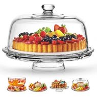 Royalty Art European Cake Stand with Dome (6-in-1 Design) Multifunctional Serving Platter for Kitchens, Dining Rooms, Pedes Glass Durabilitytal or Cover Use, Elegant Product Name