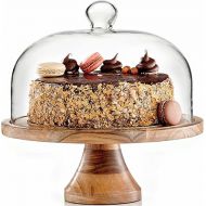 Royalty Art 4-in-1 Cake Stand with Dome, Cheese Board, Covered Platter, and Serving Tray for Pastries, Pies, Appetizers, and Holiday Treats, Decorative Kitchen Server and Display