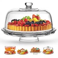 Royalty Art European Cake Stand with Dome (6-in-1 Design) Multifunctional Serving Platter for Kitchens, Dining Rooms , Pedes Glass Durabilitytal or Cover Use , Elegant