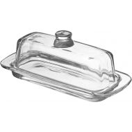 Royalty Art Glass Butter Dish with Handled Lid (Rectangular) Classic Covered 2-Piece Design Clear, Traditional Kitchen Accessory Dishwasher Safe