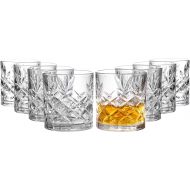 Royalty Art Clovelly Lowball Whiskey Glasses, 8 Pc. Set, 10.6 ounce Short Drinking Glassware for Liquor, Bourbon, Rye, or Beer, Elegant Drinkware for Men or Women, Dishwasher Safe (Lowball)