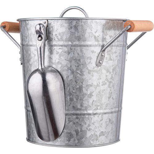 [아마존베스트]Royalty Art Vintage Ice Bucket with Lid, Scoop, and Carry Handles for Parties, Backyard Barbecues, Picnics, and Camping, Heavy Duty Galvanized Steel for Outdoor Bar Use