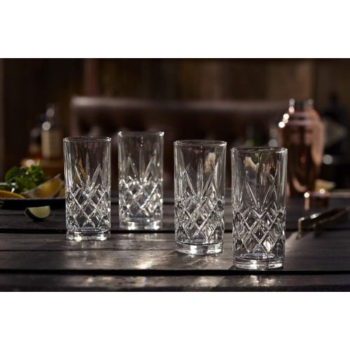  [아마존베스트]Royalty Art Clovelly Tall Highball Glasses Set of 8, 12 Ounce Cups, Textured Designer Glassware for Drinking Water, Beer, or Soda, Trendy and Elegant Dishware, Dishwasher Safe (Clovelly) (High