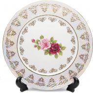 Royalty Porcelain Set of 6 Dinner Plates, Vintage Floral Pattern, 24K Gold Bone China Tableware (10.5, Vintage Floral Rose)