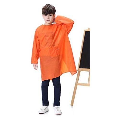  [아마존베스트]Royar beauty Kids Art Smock, Waterproof Painting Apron for Children,Artist Aprons with Long Sleeve and Long Section,Apron for Toddler,Smocks for Boys and Girls Color Orange(Medium-