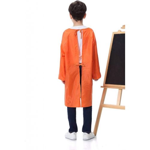  [아마존베스트]Royar beauty Kids Art Smock, Waterproof Painting Apron for Children,Artist Aprons with Long Sleeve and Long Section,Apron for Toddler,Smocks for Boys and Girls Color Orange(Medium-