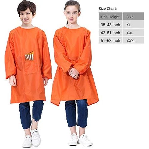  [아마존베스트]Royar beauty Kids Art Smock, Waterproof Painting Apron for Children,Artist Aprons with Long Sleeve and Long Section,Apron for Toddler,Smocks for Boys and Girls Color Orange(Medium-