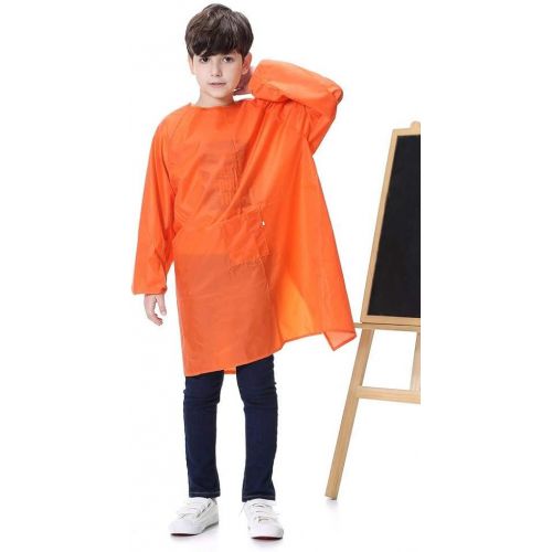  [아마존베스트]Royar beauty Kids Art Smock, Waterproof Painting Apron for Children,Artist Aprons with Long Sleeve and Long Section,Apron for Toddler,Smocks for Boys and Girls Color Orange(Medium-