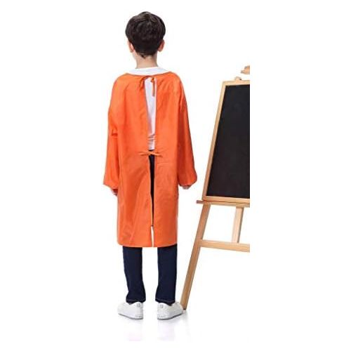  [아마존베스트]Royar beauty Kids Art Smock, Waterproof Painting Apron for Children,Artist Aprons with Long Sleeve and Long Section,Apron for Toddler,Smocks for Boys and Girls Color Orange(Small-X