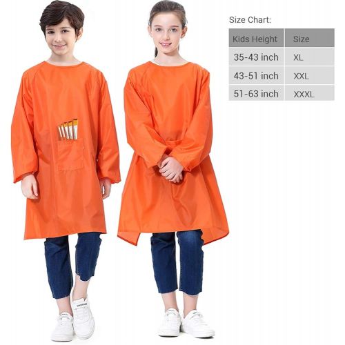  [아마존베스트]Royar beauty Kids Art Smock, Waterproof Painting Apron for Children,Artist Aprons with Long Sleeve and Long Section,Apron for Toddler,Smocks for Boys and Girls Color Orange(Small-X